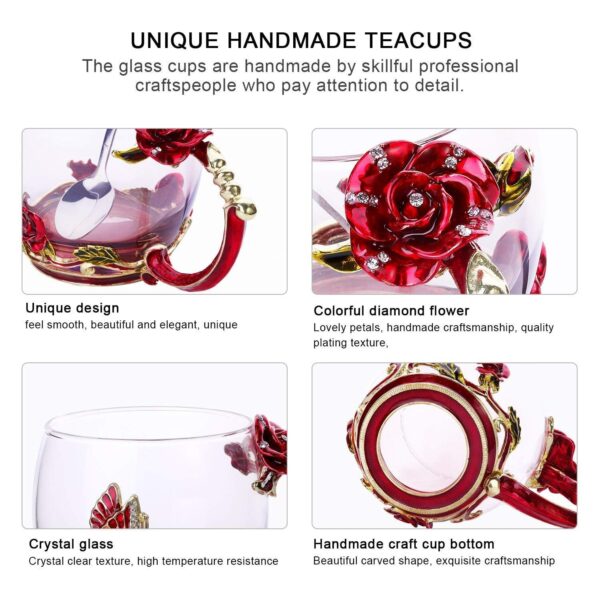 Flower Tea Glass Cup with Spoon