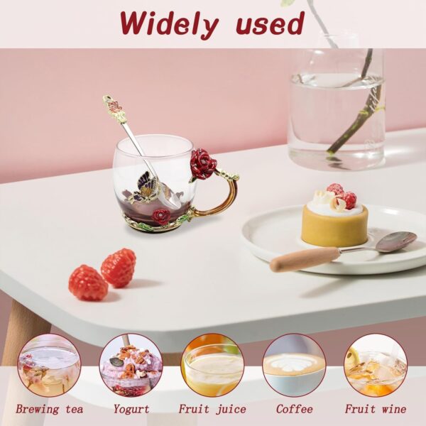 Flower Tea Glass Cup with Spoon