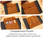 Canvas Leather Pencil Bag Roll