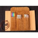 Canvas Leather Pencil Bag Roll