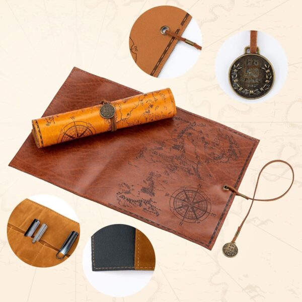 Canvas Leather Pencil Bag Roll